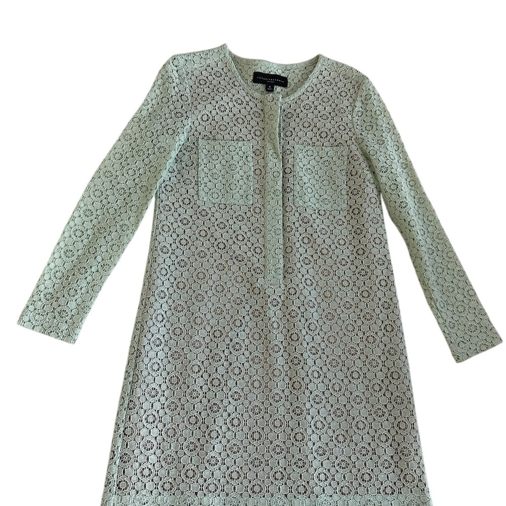 Victoria Beckham For Target Shift Dress Lace Overlay Mint Green Size M - Picture 2 of 8